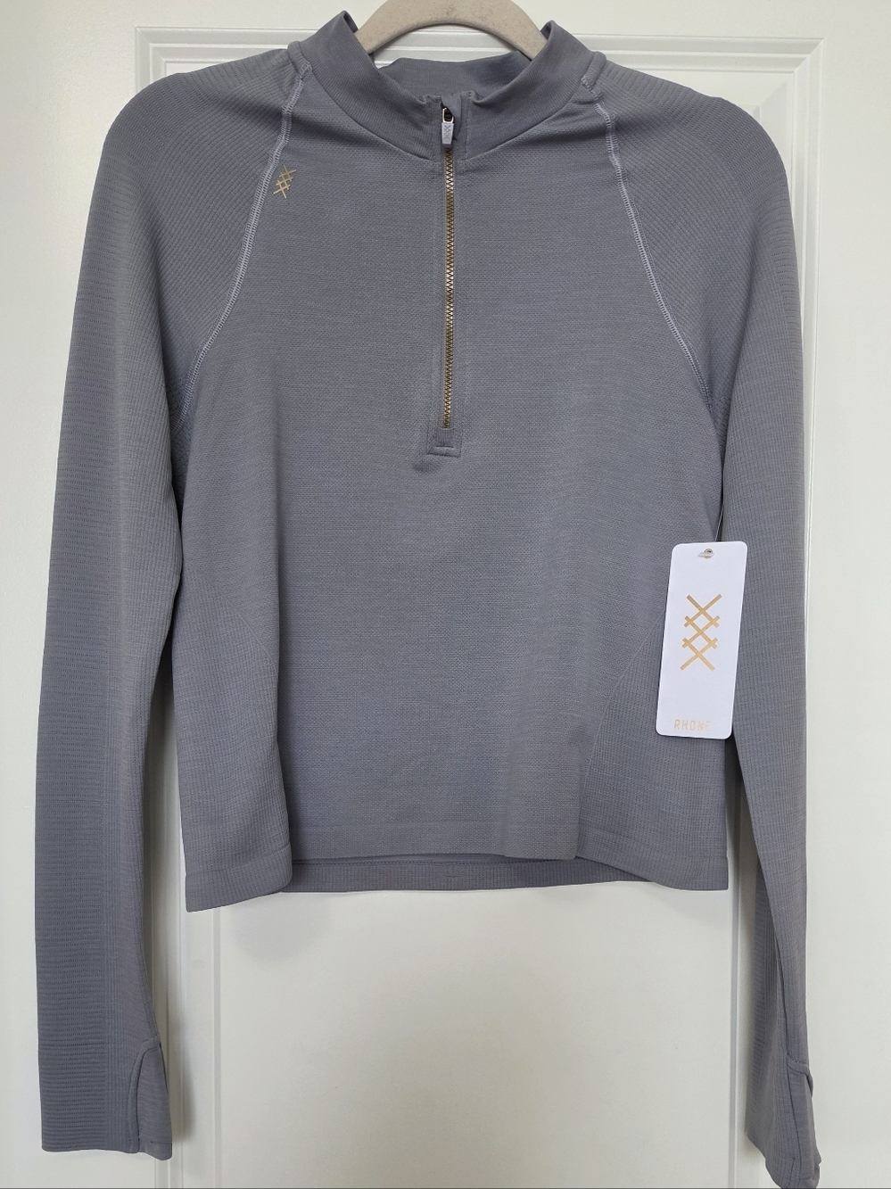 RHONE Breakaway Seamless 1/2 Zip Pullover,Grey Silver, L,  Luxury Activewear NWT